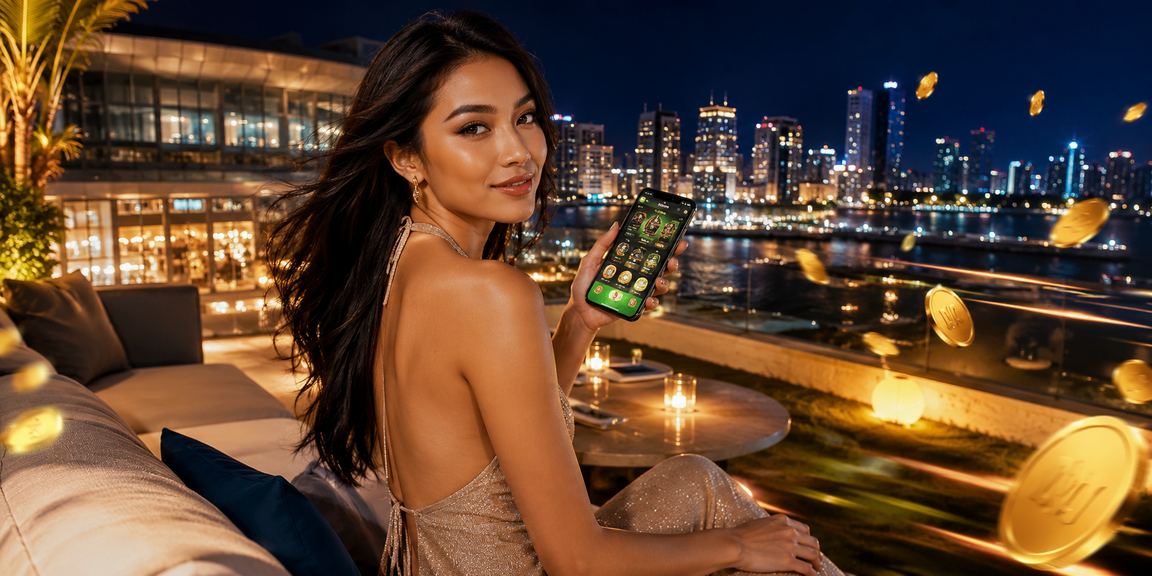 Demo interaktif permainan casino online dengan tampilan neon